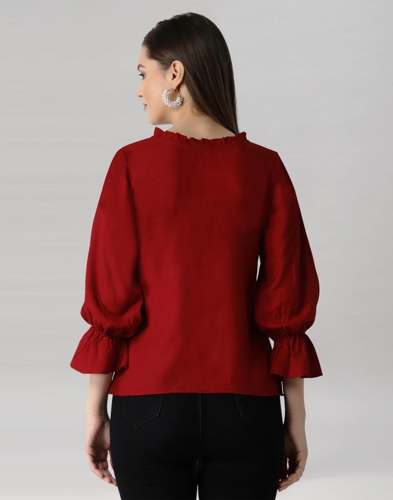 Angelic Maroon Bell Sleeve Top