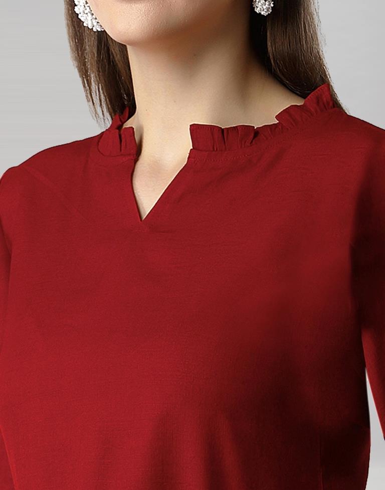 Angelic Maroon Bell Sleeve Top