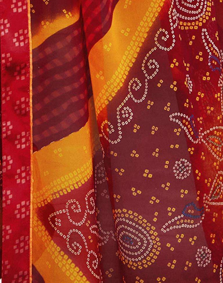 Affluent Red Bandhani Saree