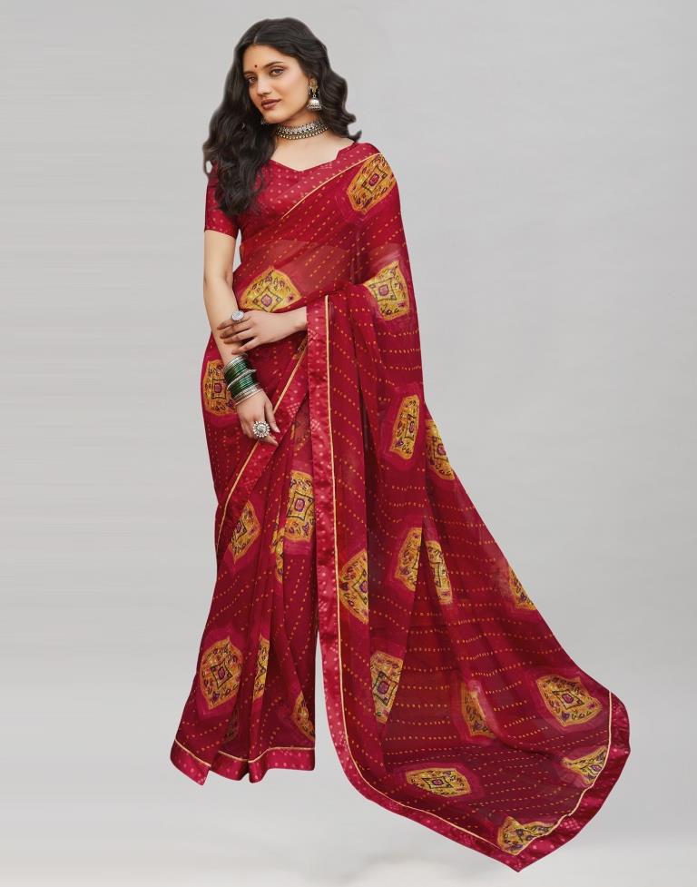 Exquisite Red Bandhani Saree