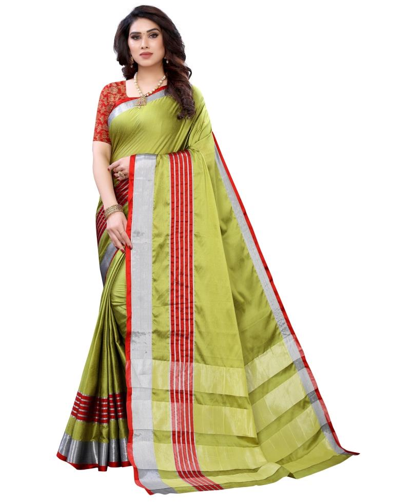 Green Hand Woven Silk Saree