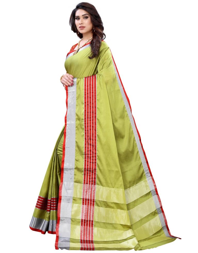 Green Hand Woven Silk Saree