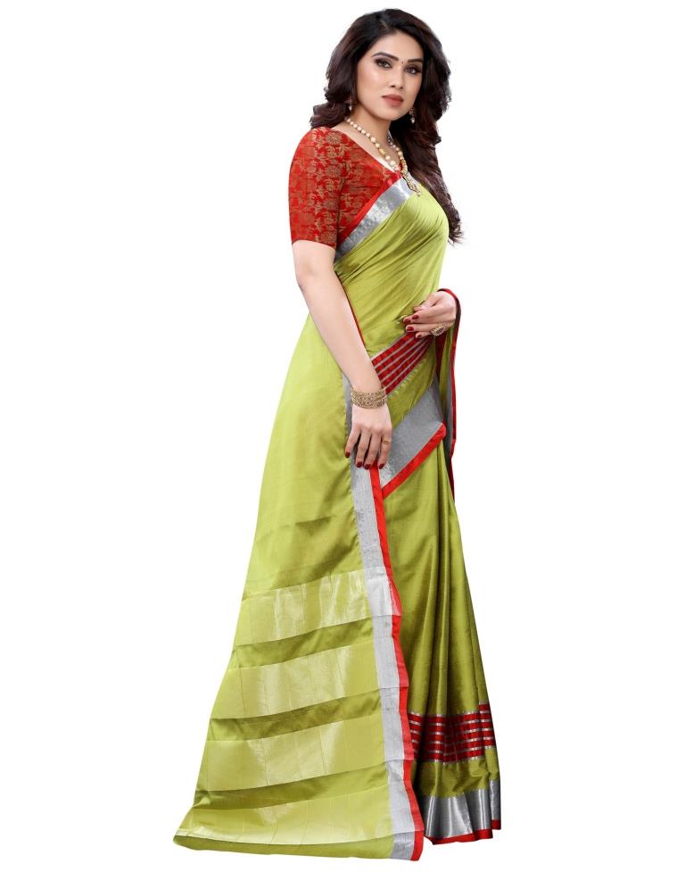 Green Hand Woven Silk Saree