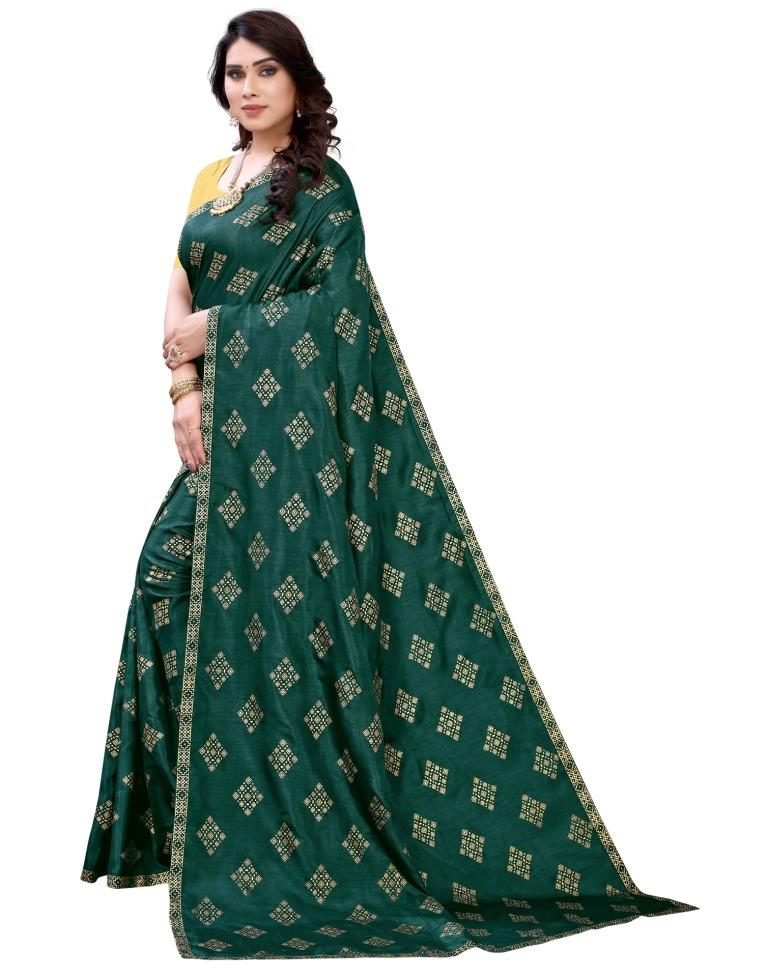 Green Coloured Poly Silk Foil Printed Casual saree