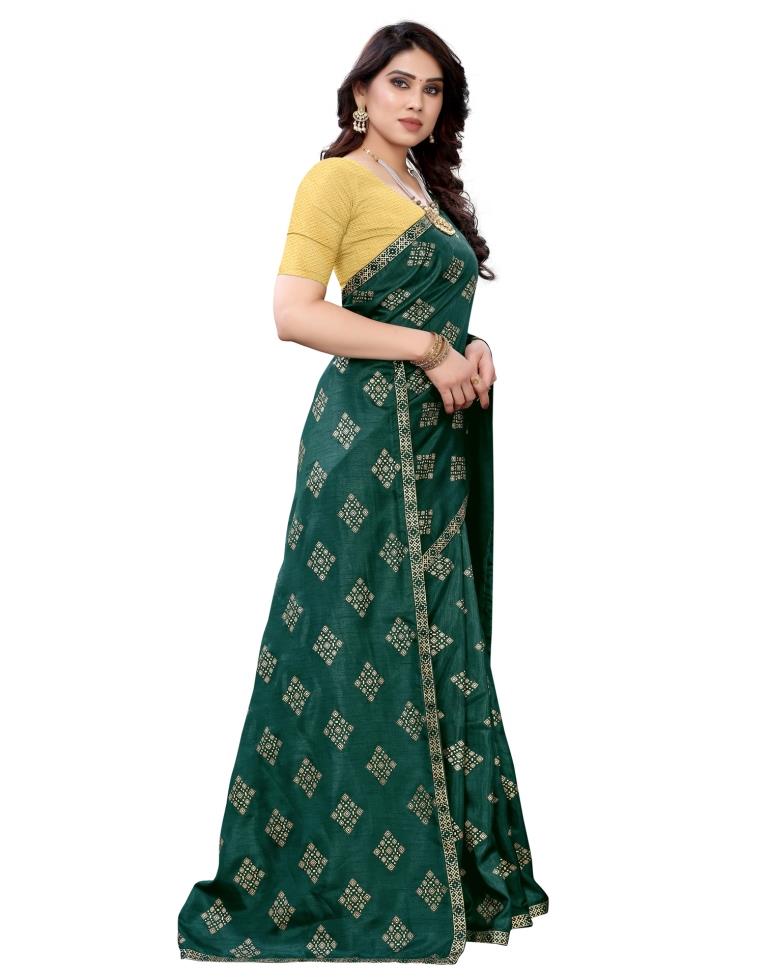 Green Coloured Poly Silk Foil Printed Casual saree