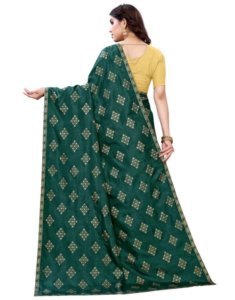 Green Coloured Poly Silk Foil Printed Casual saree