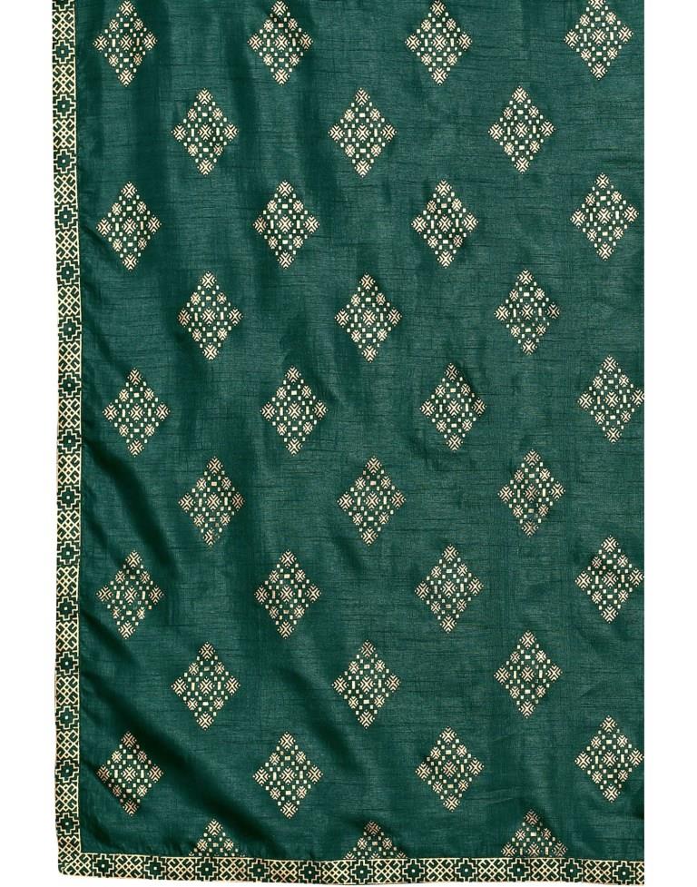 Green Coloured Poly Silk Foil Printed Casual saree