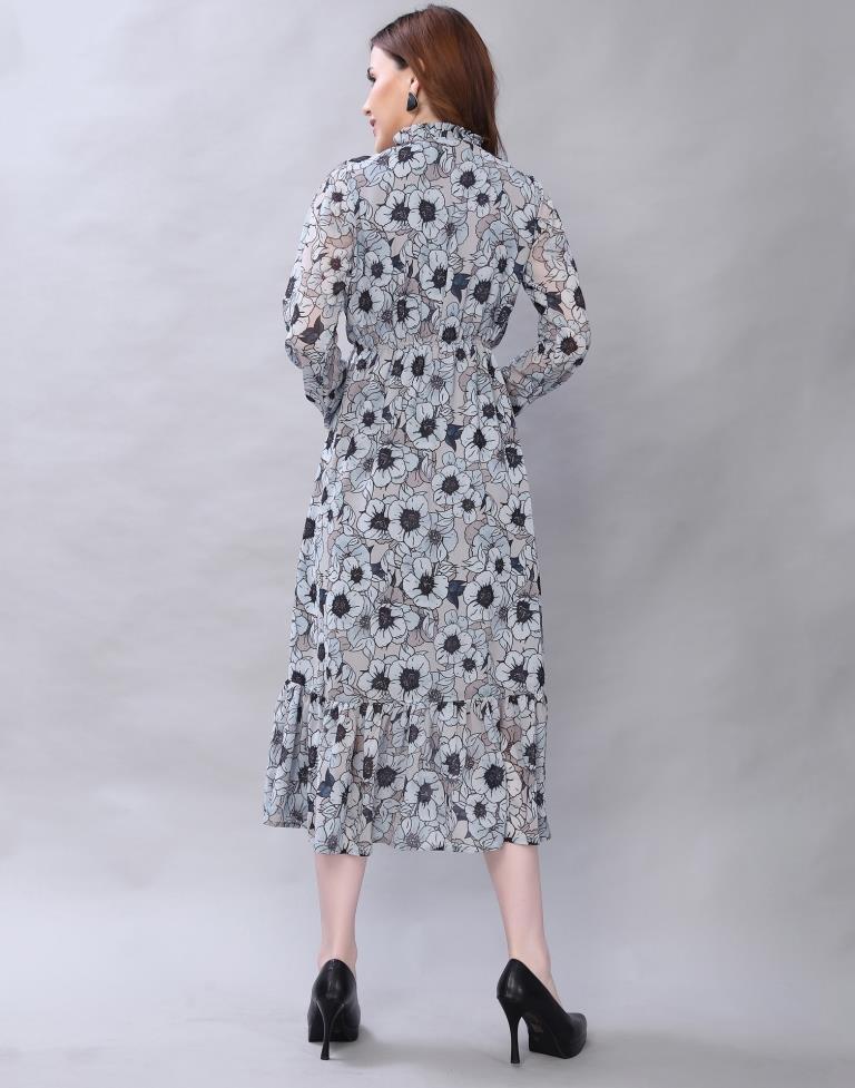 Exquisite Grey Coloured Digital Printed Polyester Dress