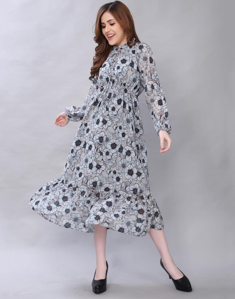 Exquisite Grey Coloured Digital Printed Polyester Dress