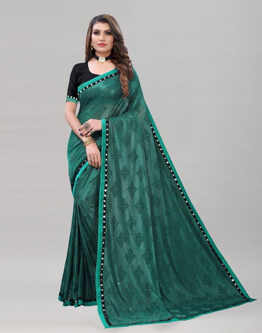 Beautiful Rama Lycra Saree