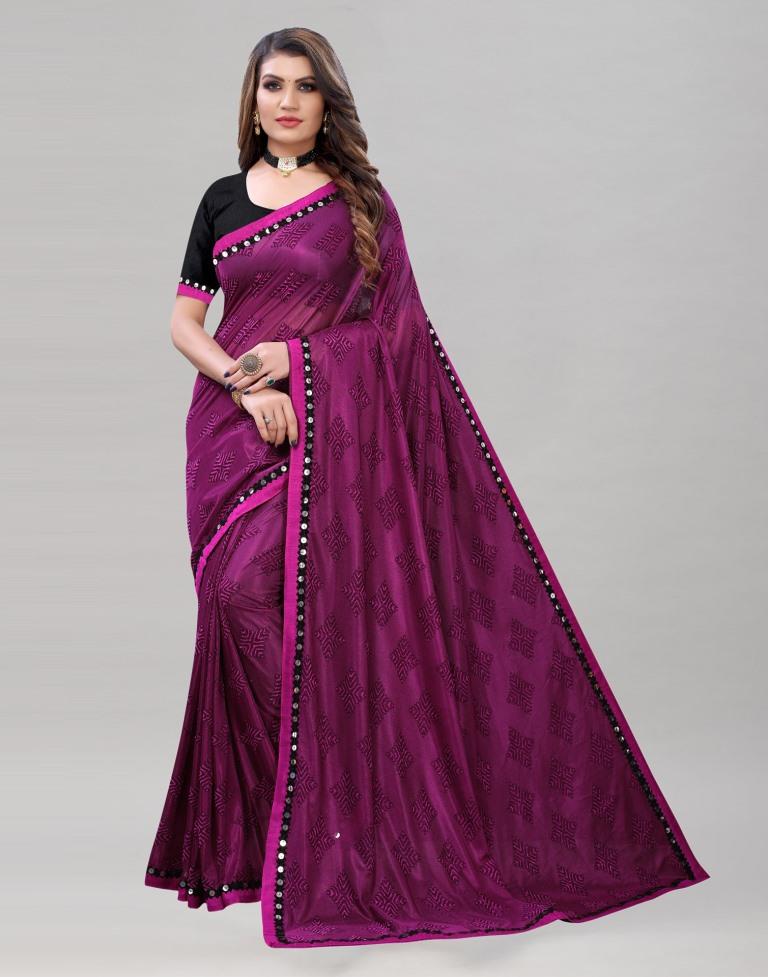 Bedazzling Magenta Lycra Saree