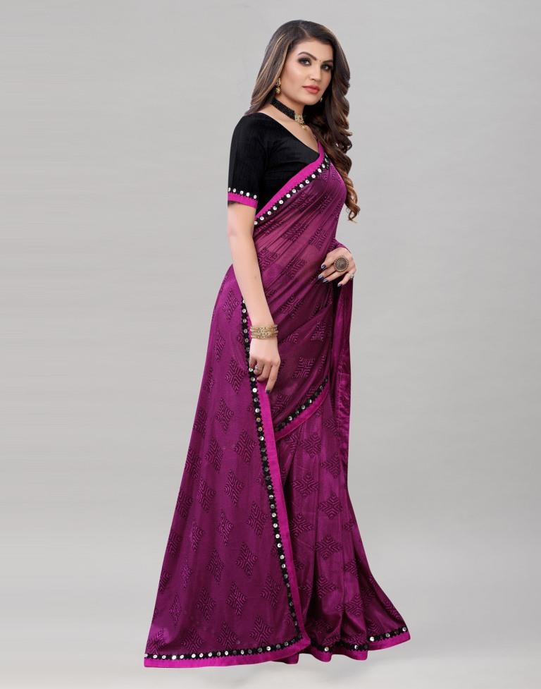 Bedazzling Magenta Lycra Saree