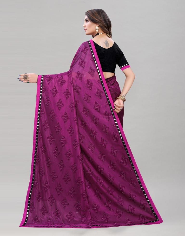 Bedazzling Magenta Lycra Saree