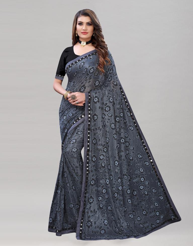 Attractive Anchor Grey Saree