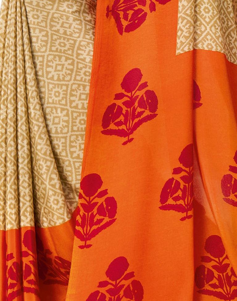 Fabulous Beige Printed Saree