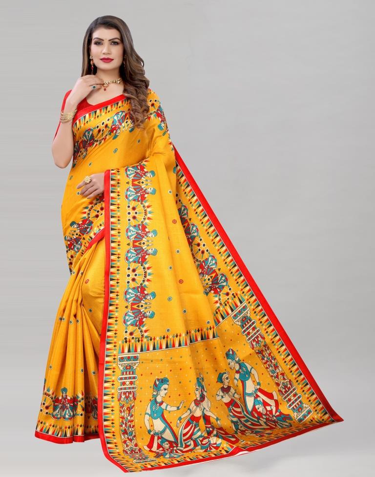 Attractive Yellow Khadi Silk Saree