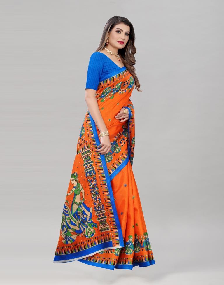 Graceful Orange Khadi Silk Saree