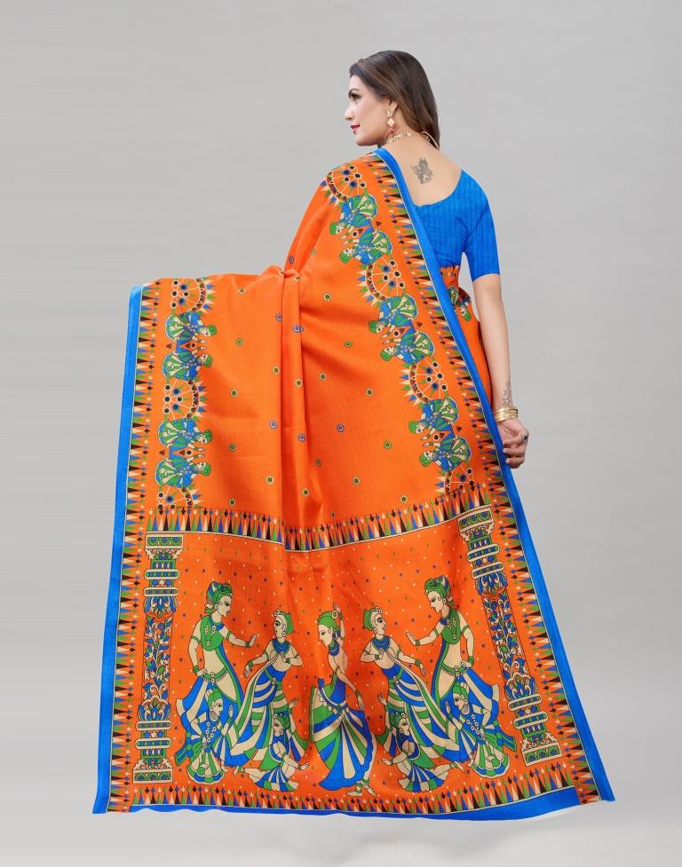 Graceful Orange Khadi Silk Saree