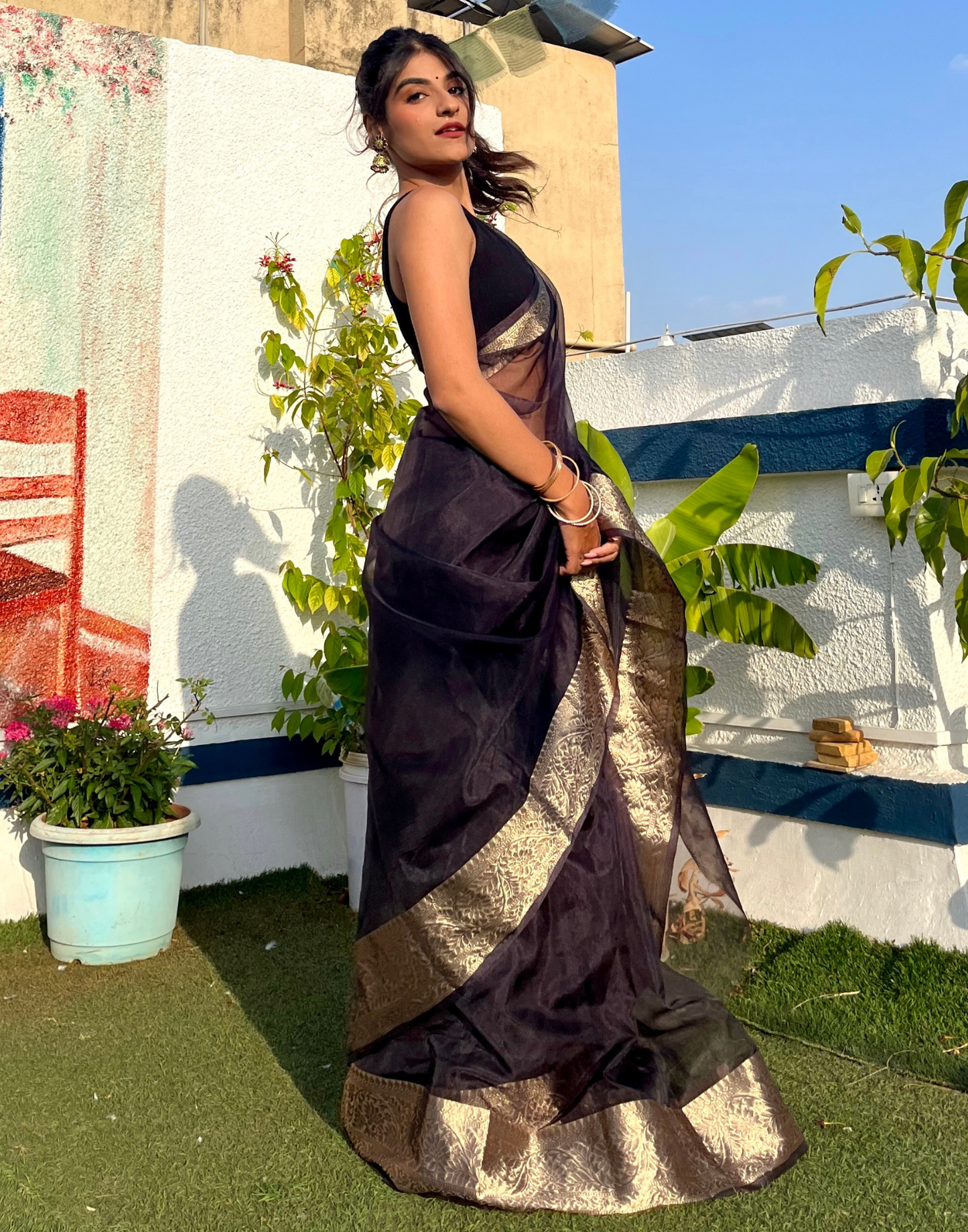 Black Organza Saree