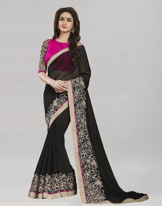 Black Embroidery Saree