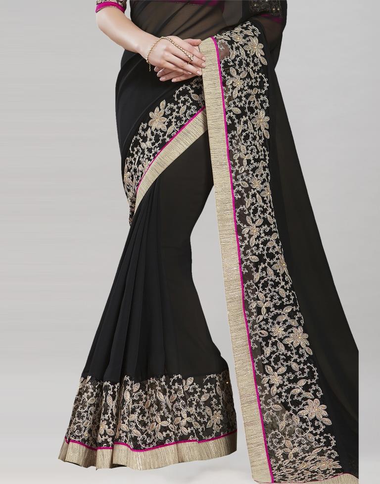 Black Embroidery Saree