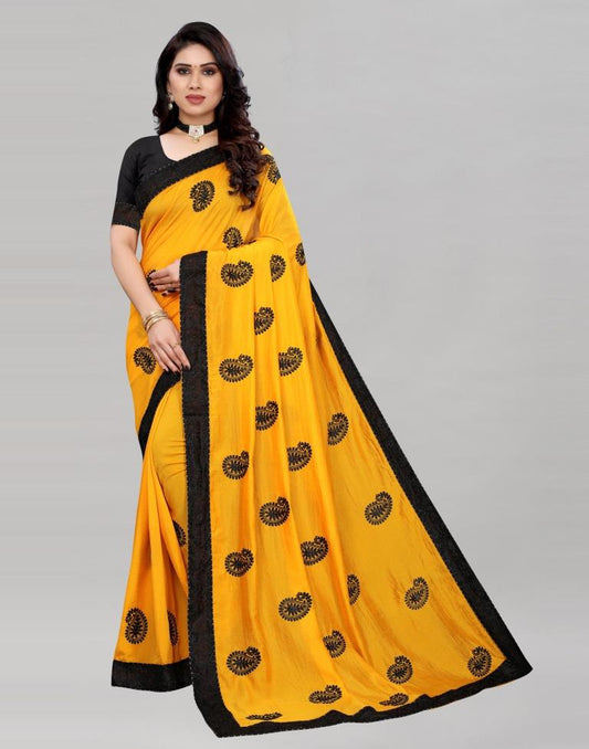 Affluent Turmeric Yellow Silk Saree