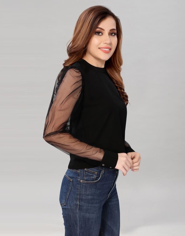 Black Coloured Rexona- Net Dyed Top