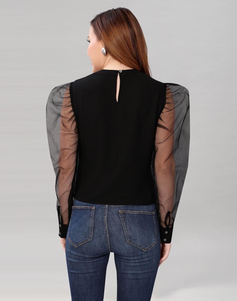 Black Coloured Rexona- Net Dyed Top