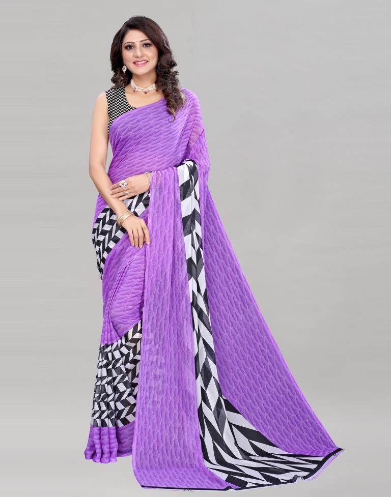 Beautiful Purple Printed Saree