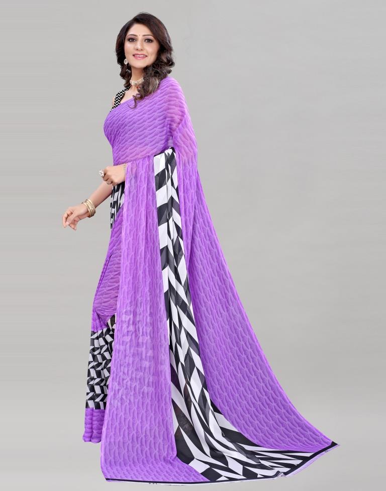 Beautiful Purple Printed Saree