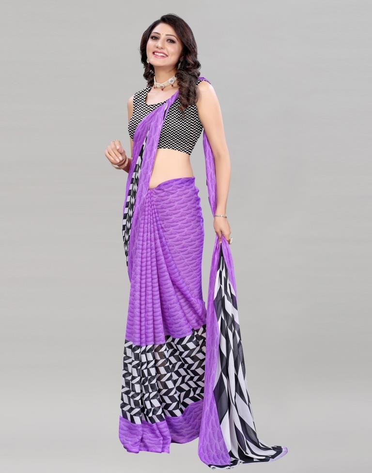 Beautiful Purple Printed Saree