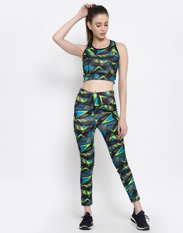 Black Coloured Printed Lycra Sportswear