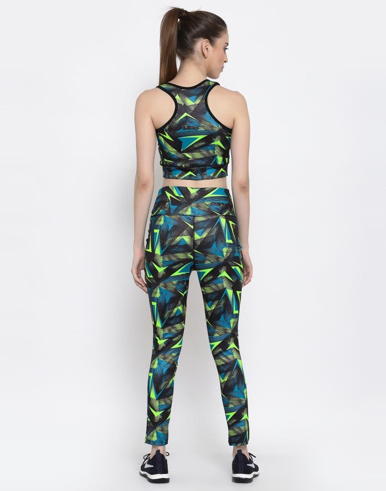 Black Coloured Printed Lycra Sportswear