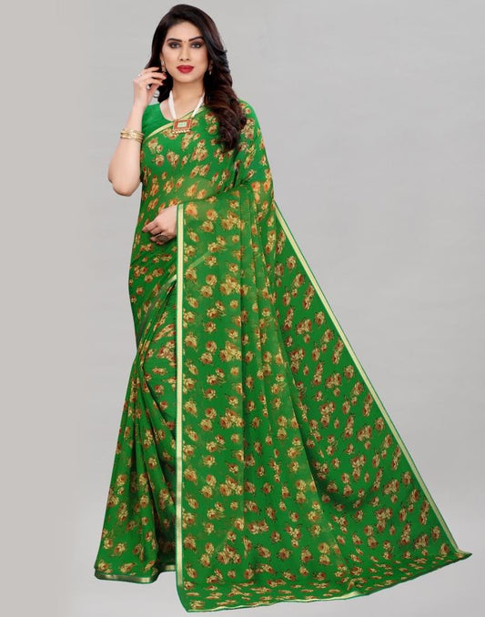 Favourable Green Printed Saree