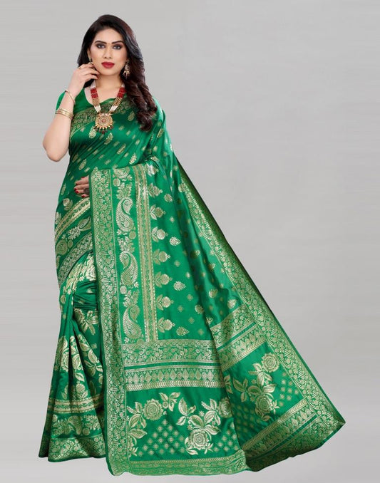 Beautiful Green Banarasi Saree