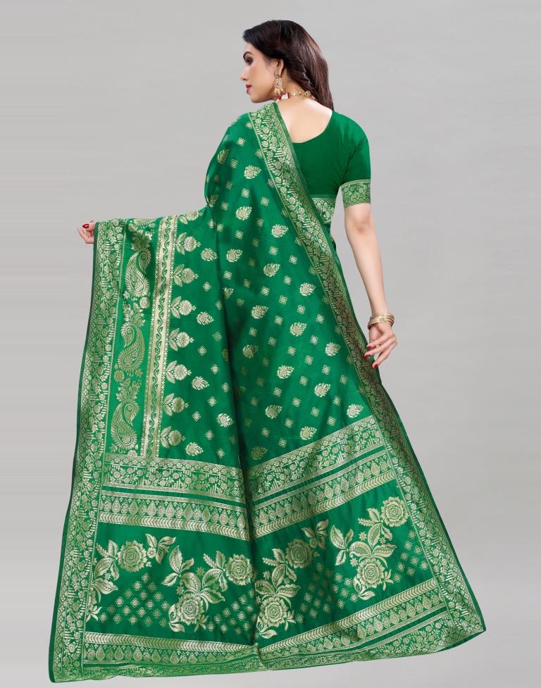 Beautiful Green Banarasi Saree