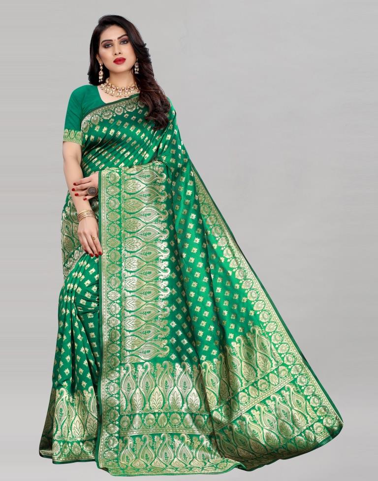 Attractive Green Banarasi Saree