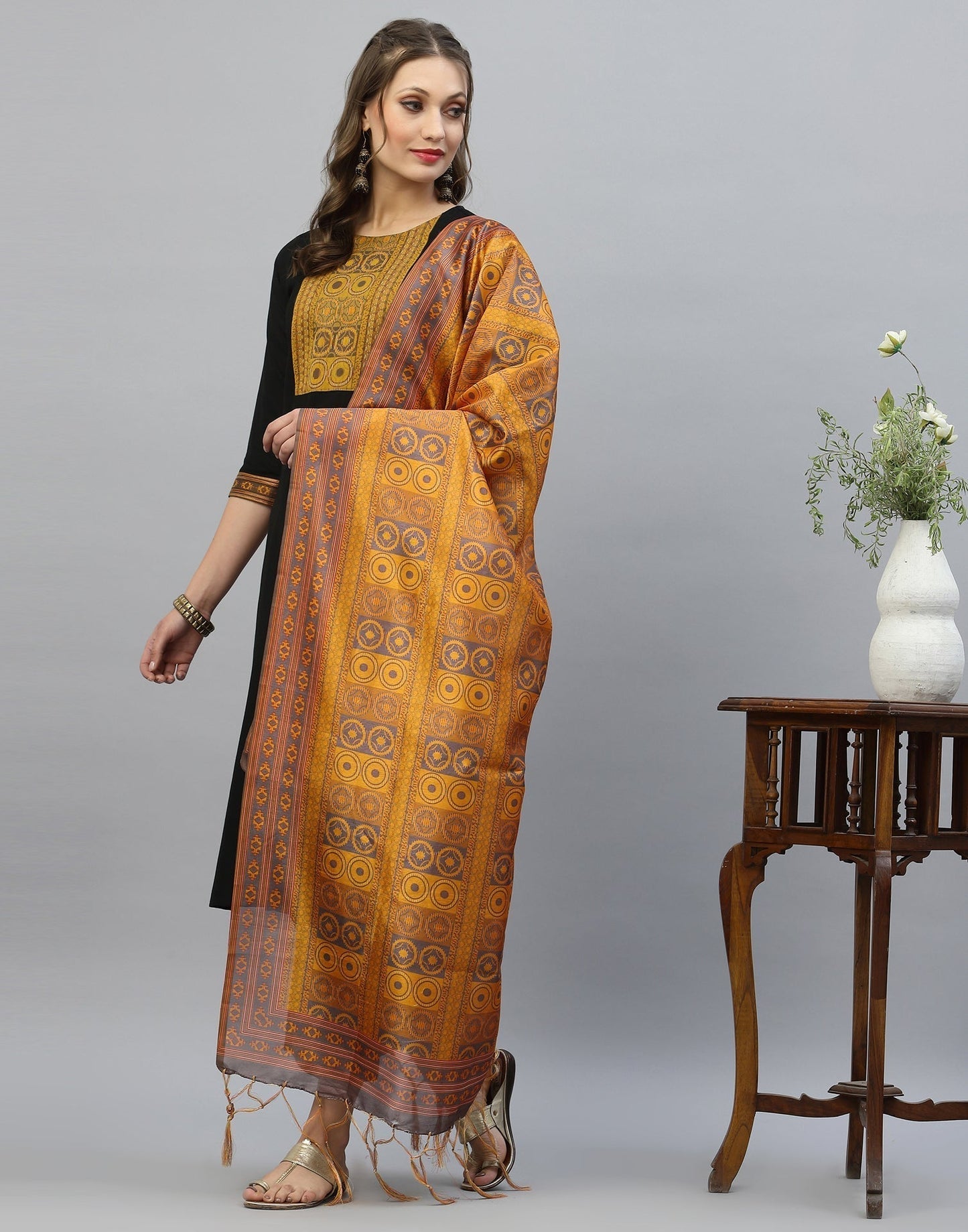 Black Kurti With Pant And Dupatta