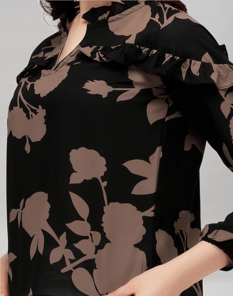 Black Coloured Printed Georgette Top