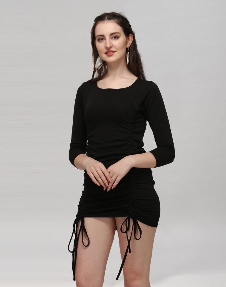 Black Coloured Knitted Lycra Dress