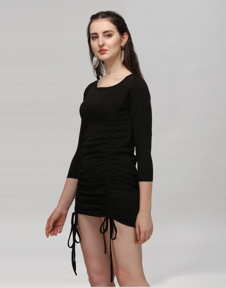 Black Coloured Knitted Lycra Dress