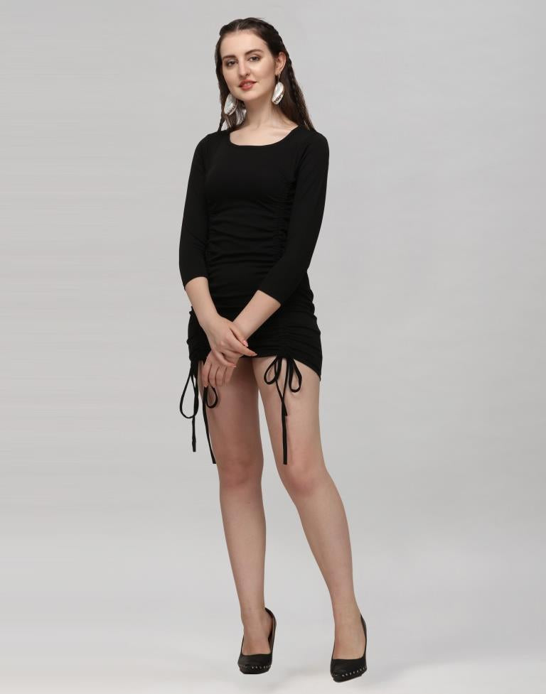 Black Coloured Knitted Lycra Dress