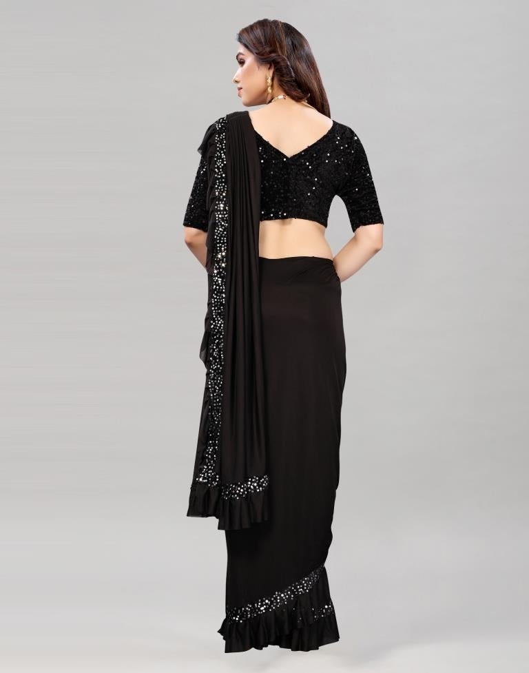 Black Coloured Lycra Dyed Saree