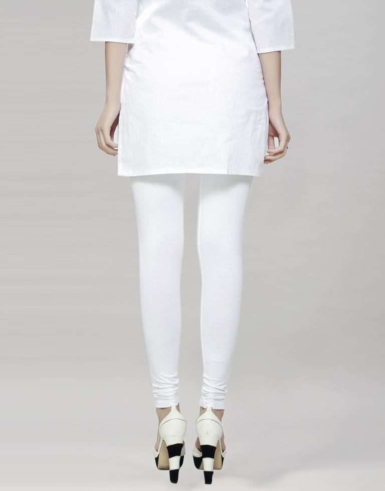 Luscious White Coloured Plain Cotton Leggings