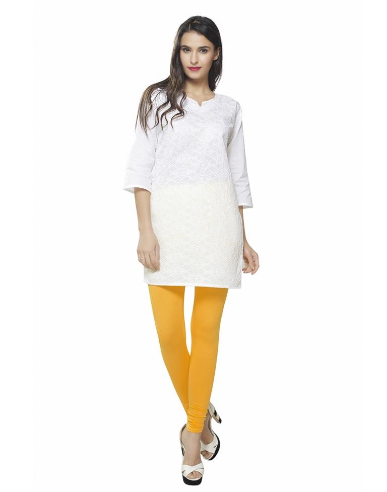 Ethnic Yellow Coloured Plain Cotton Leggings