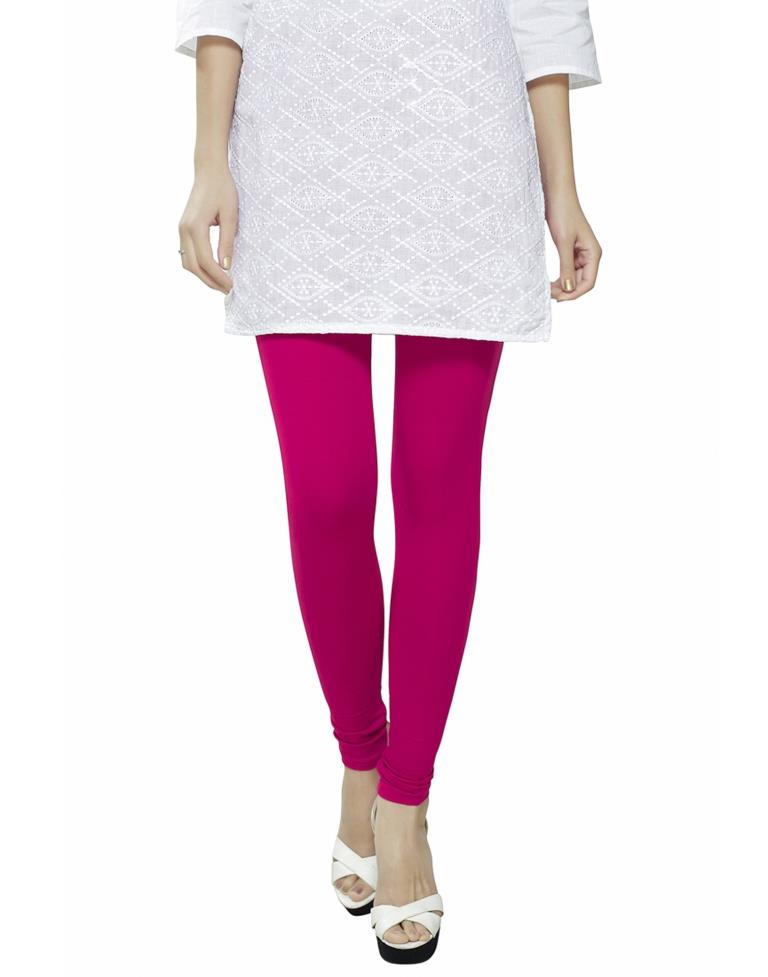 Distinctive Pink Coloured Plain Cotton Leggings