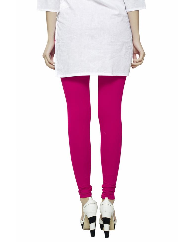 Distinctive Pink Coloured Plain Cotton Leggings