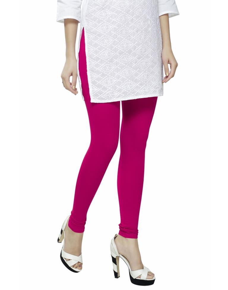 Distinctive Pink Coloured Plain Cotton Leggings