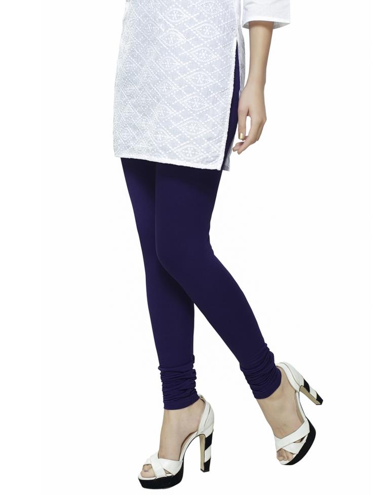 Divine Navy Blue Coloured Plain Cotton Leggings