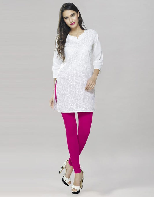 Dazzling Rani Pink Coloured Plain Cotton Leggings